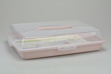 Obdélníkový box na přenášení buchet DUNQA (46x31x10cm) - Pastelově růžový