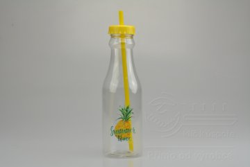 Plastová láhev s víčkem a brčkem 650ml - Žlutá (23,5x7cm)